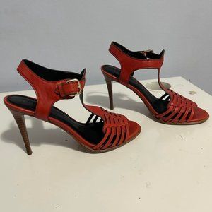 Coach Red Leather High Heel Sandals